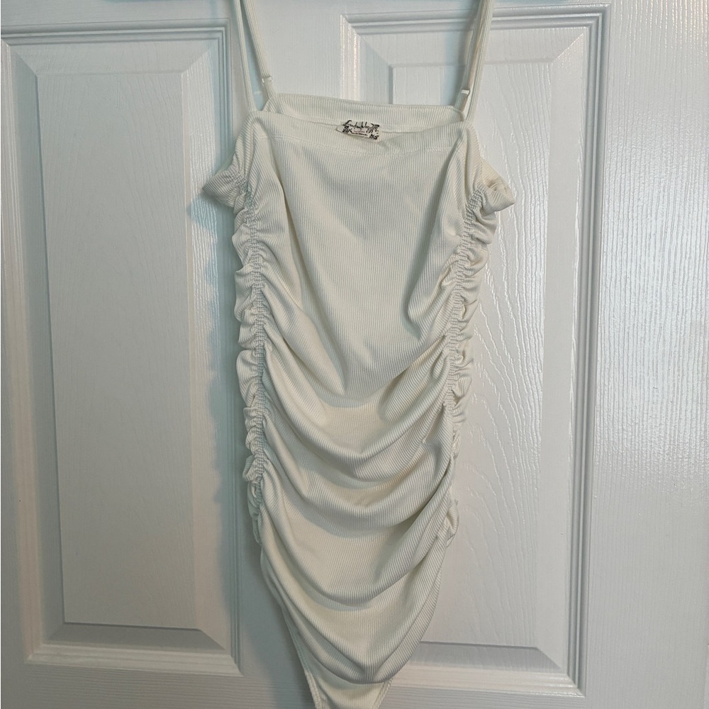Anthropologie Cream Ribbed Top Intimately by Free People